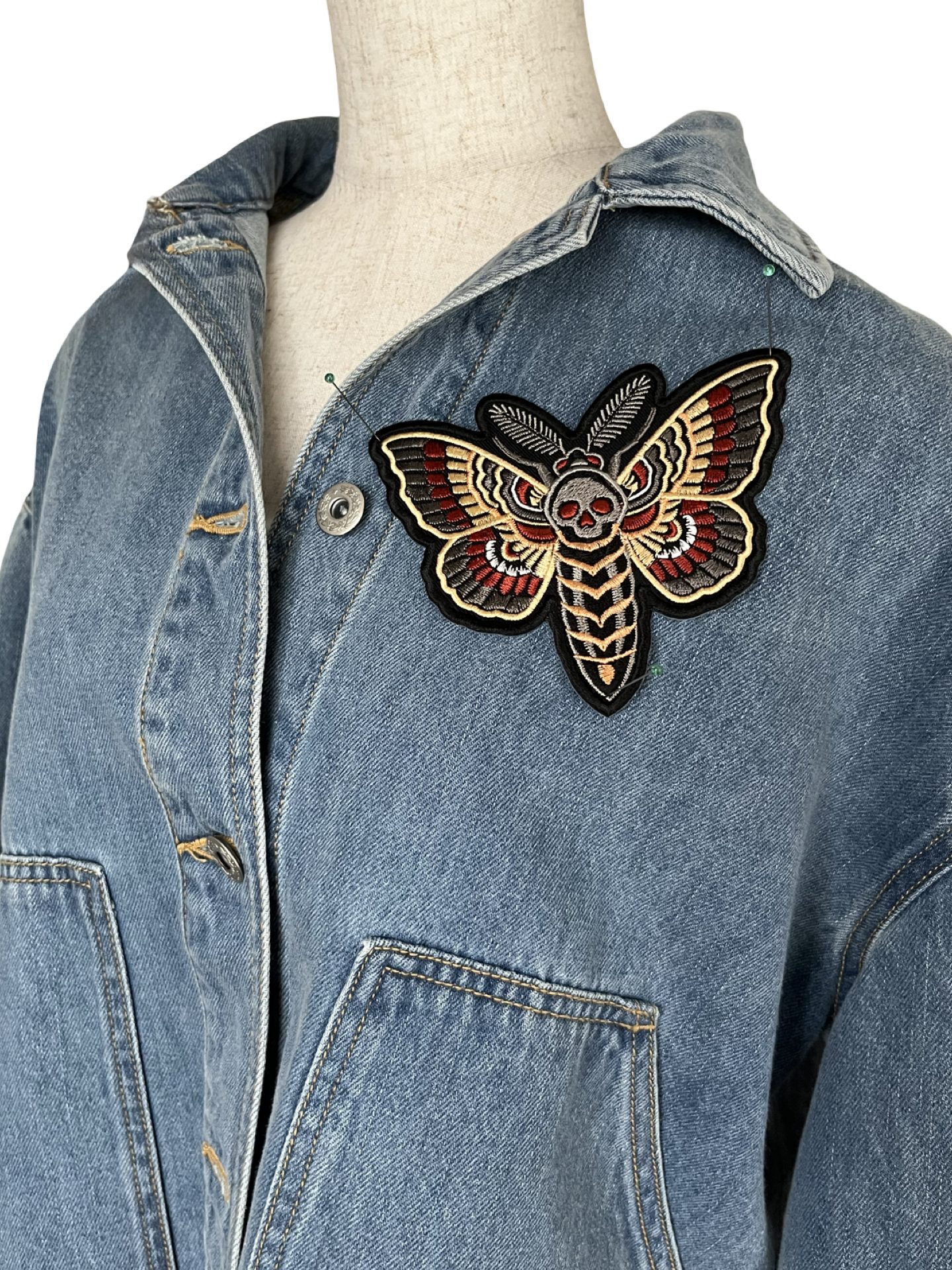 ドクロ蛾 刺繍ワッペン REVEPART リブパート